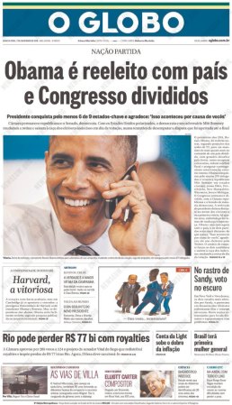 O Globo de Brasil: Obama es reelecto con un país y un Congreso divididos.