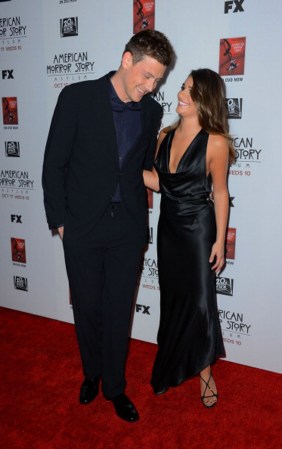 Cory Monteith y Lea Michele en octubre del 2012 cuando llegaban al estreno "American Horror Story: Asylum", en Hollywood.