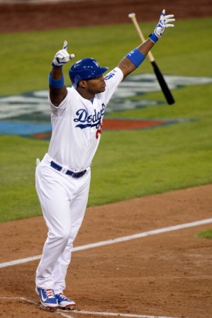 Yasiel Puig #66 de Los Angeles Dodgers ha demostrado su poder al bate.