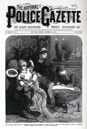 En esta portada de 1878 una mujer se hace un tatuaje motivada por lo que la revista llama un "capricho grotesco".