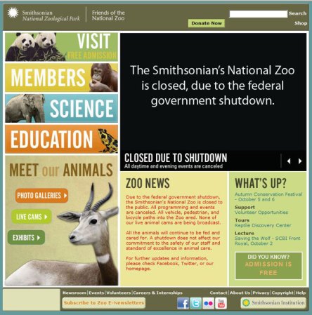 Páagina web anunciando el cierre de los parques nacionales.