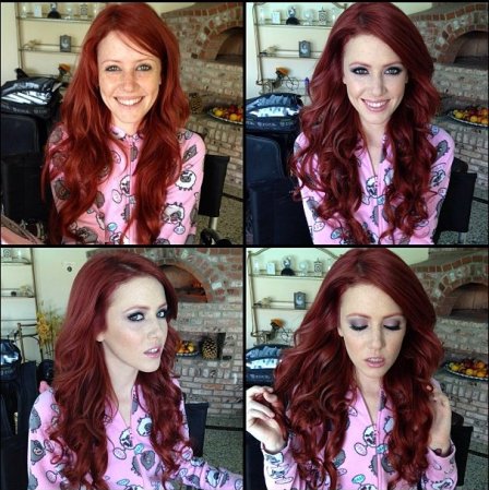 Elle Alexandra antes y después del maquillaje.