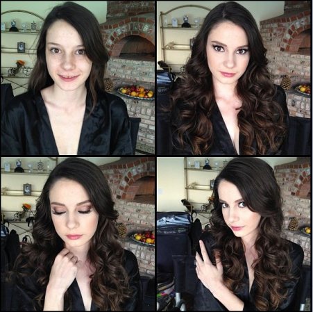 Rilee Marks antes y después del maquillaje.