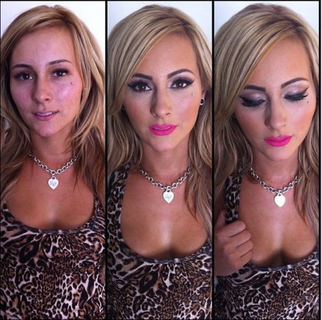 Nikki Seven antes y después del maquillaje.