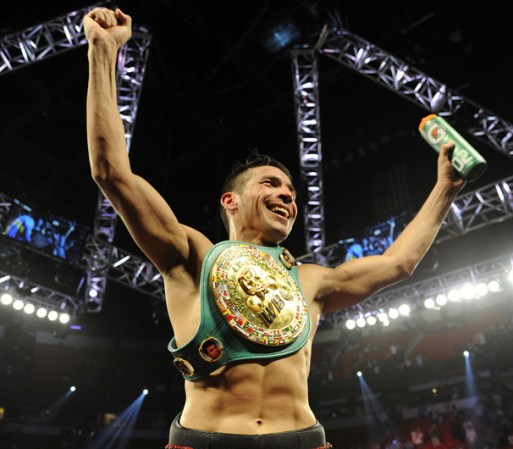 LAS VEGAS, NV - SEPTEMBER 15: Sergio Martinez celebrates after defeating Julio Cesar Chavez Jr. in twelve rounds by unanimous decision for their WBC middleweight title fight at the Thomas & Mack Center on September 15, 2012 in Las Vegas, Nevada. (Photo by Jeff Bottari/Getty Images)