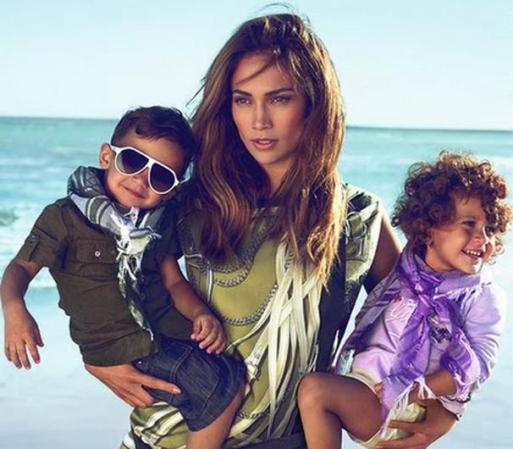 J.Lo con sus gemelitos Max y Emme, a quienes tuvo con Marc Anthony, de quien se separó.