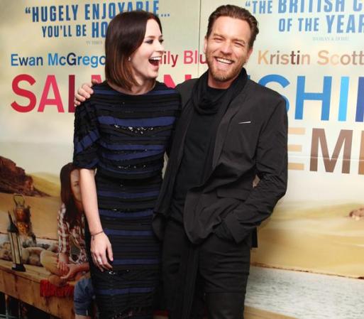 MIERCOLES 11 DE ABRIL: Los actores Emily Blunt y Ewan McGregor asisten al estreno de la comedia romántica “Salmon Fishing in the Yemen” en Londres, Inglaterra.