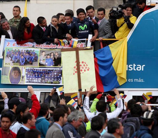 El pueblo de Colombia también rindió homenaje a Quintana, reciente subcampeón del Tour de Francia.