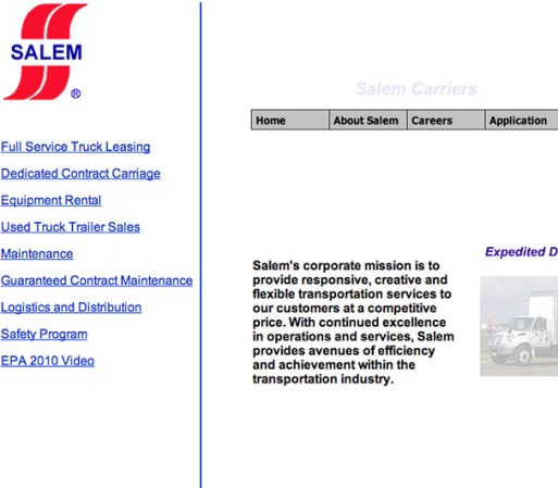 Salem Carriers <br /><br />Industria: Transportes/Logística <br /><br />Puestos de trabajo: Conductor, Mecánico de camiones, Ejecutivo de ventas, Manager <br /><br />Las plazas son para: Florida, Georgia, Carolina del Norte, Tennessee, Texas