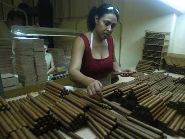 Una mujer trabaja en la fábrica de tabacos Cohíba El Laguito, en la Habana.