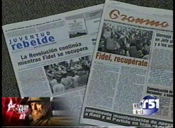 12 DE AGOSTO, 2006: Han pasado seis meses y el diario oficial "Granma" anuncia que Castro se levanta y camina.