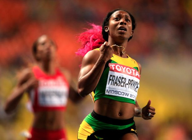 12 DE AGOSTO, 2013: La jamaiquina Shelly-Ann Fraser-Pryce se corona campeona de los 100 metros en el Mundial Moscú 2013.