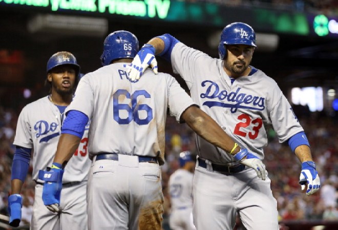 Yasiel Puig #66, Hanley Ramírez y el mexicano Adrián González.
