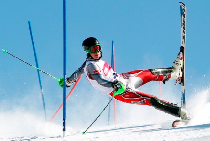 24 de marzo 2013. Un esquiador en una competencia de slalom en Szczyrk, Polonia. Foto ANDRZEJ GRYGIEL