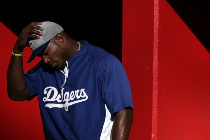 16 DE ABRIL, 2014 - Yasiel Puig #66 de Los Angeles Dodgers en medio de una polémica que lo vincula al contrabando humano y al grupo narco Los Zetas.