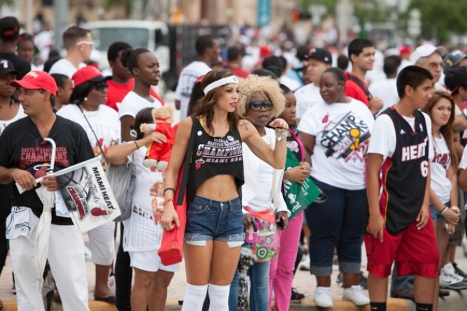 Imágenes de la celebración por la victoria del Heat.
