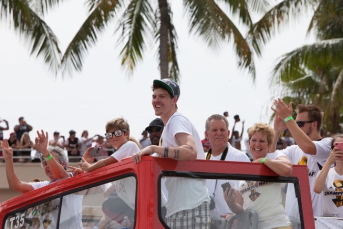 Imágenes de la celebración por la victoria del Heat.