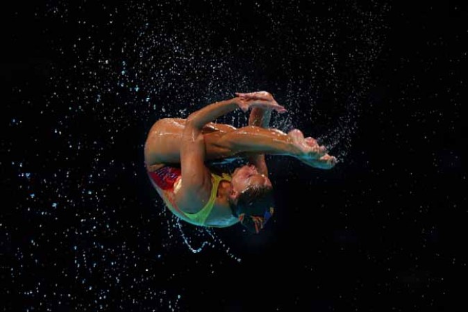 Competencia de natación sincronizada en Barcelona.