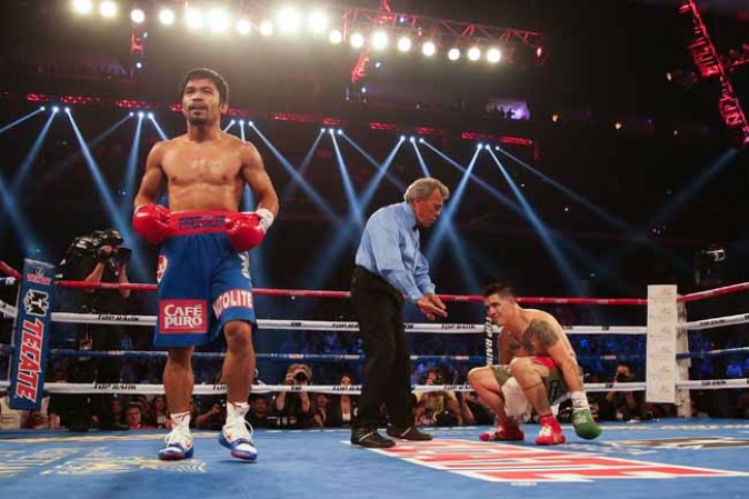 Paris Hilton, testigo de la derrota de Ríos frente a Pacquiao.