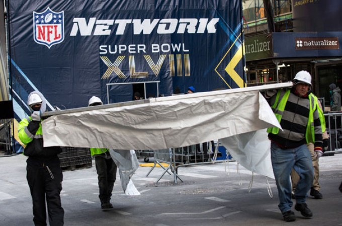 Varias cuadras de la avenida Broadway fueron cerradas para convertirlas en “Super Bowl Boulevard”, con motivo de la semana del Super Bowl XLVIII.