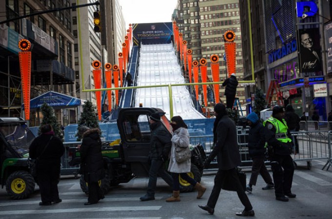 Varias cuadras de la avenida Broadway fueron cerradas para convertirlas en “Super Bowl Boulevard”, con motivo de la semana del Super Bowl XLVIII.