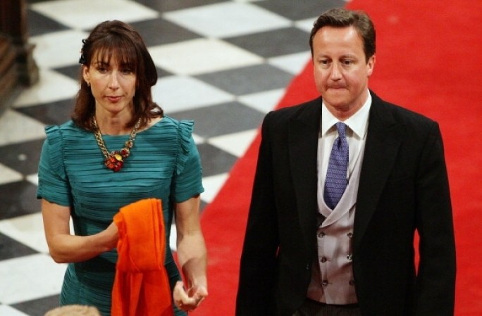 Primer ministro David Cameron y su esposa Samantha.