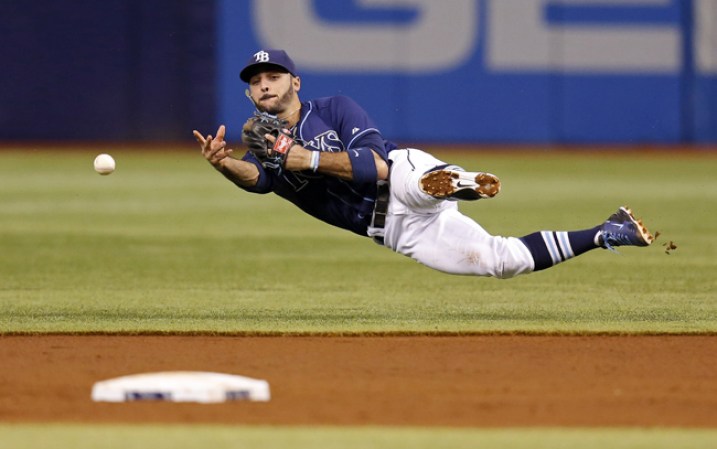 ST. PETERSBURG, FL Sean Rodriguez #1 de los Tampa Bay Rays