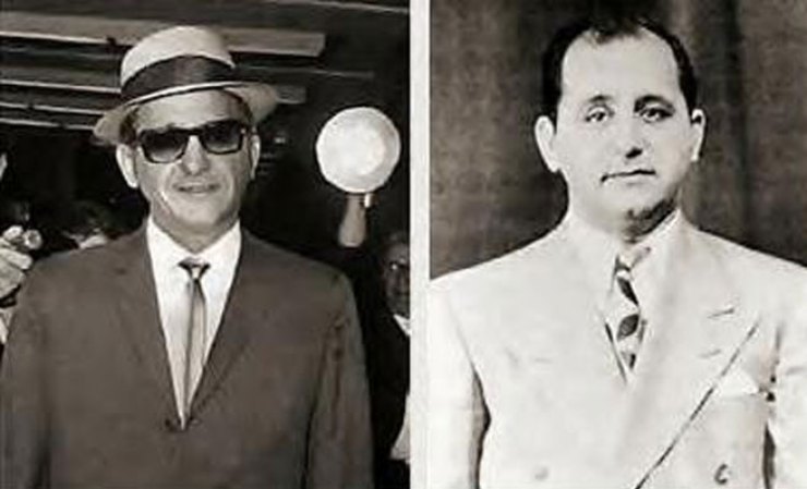 Otro recordado "primer ministro" de la mafia en Chicago fue Sam Giancana (de joven y en edad madura).