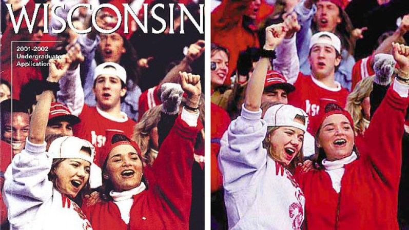 Después de buscar y buscar fotos para mostrar la diversidad de la Universidad de Wisconsin, estos no tuvieron suerte y decidieron integrar un hombre afroamericano en la foto.