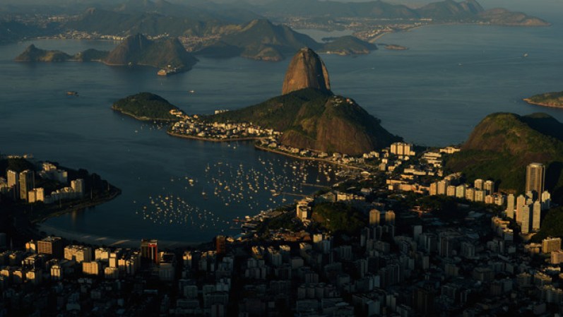 Vista aérea del cerro Pan de Azúcar en Río de Janeiro.