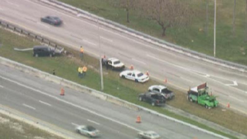 Vista aérea del accidente. En la autopista 836 a la altura de la avenida 87.