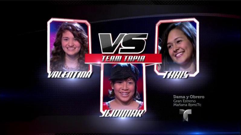En la quinta batalla Valentina, Jeidimar y Thais, tres talentosas jovenes, interpretaron "Domino" en el escenario y derrocharon talento.