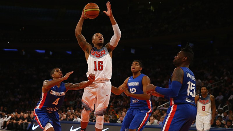 Juego de exhibición ante República Dominicana, en el amistoso que EEUU ganó por paliza de 105-62.