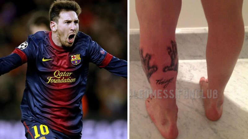 Foto del nuevo tatuaje de Messi en honor a su hijo.