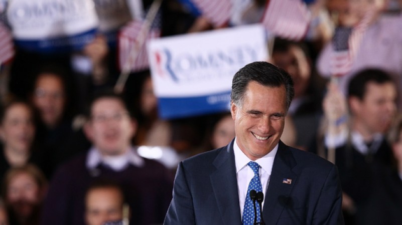 BOSTON, MA - MARCH 06: Republican presidential candidate, former Massachusetts Gov. Mitt Romney speaks during a Super Tuesday event at the Westin Copley Place March 6, 2012 in Boston, Massachusetts. Super Tuesday could play a vital role in the nomination of the Republican candidate as ten states hold their primaries or caucuses on the same day. (Photo by Win McNamee/Getty Images)