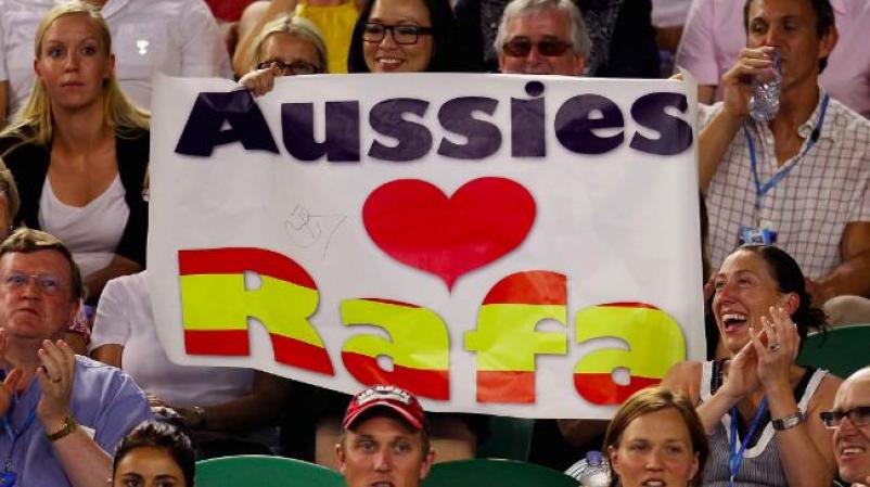 Los australianos mostraron su apoyo al español Rafael Nadal.