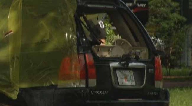 Dos heridos graves al estrellarse contra un árbol en Hollywood. El carro quedó destrozado.
