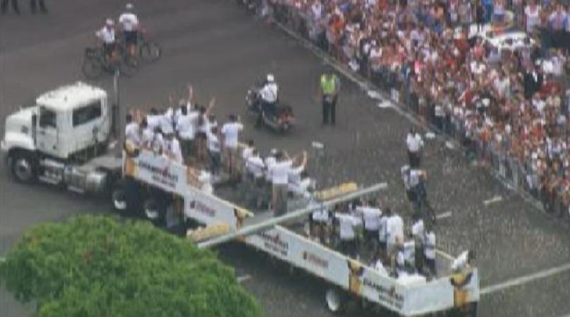 Magistral desfile de la victoria de los campeones Miami Heat.