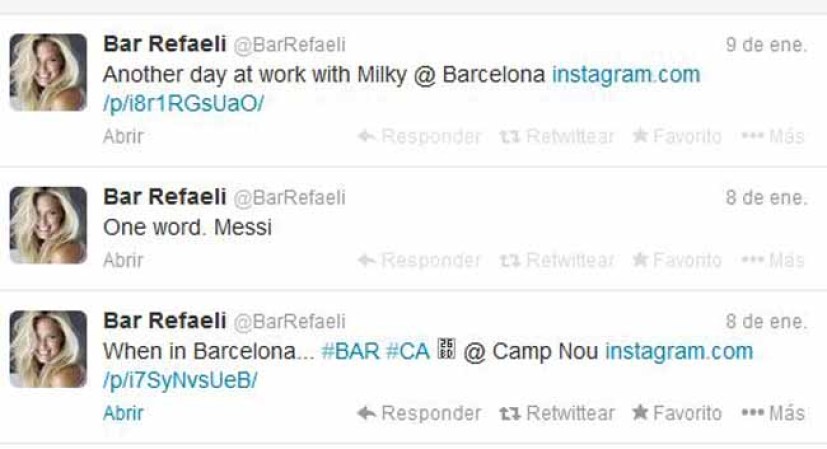 Hace unos días asistió a un partido del Barcelona y tuiteó la palabra Messi, lo que desató muchos rumores.