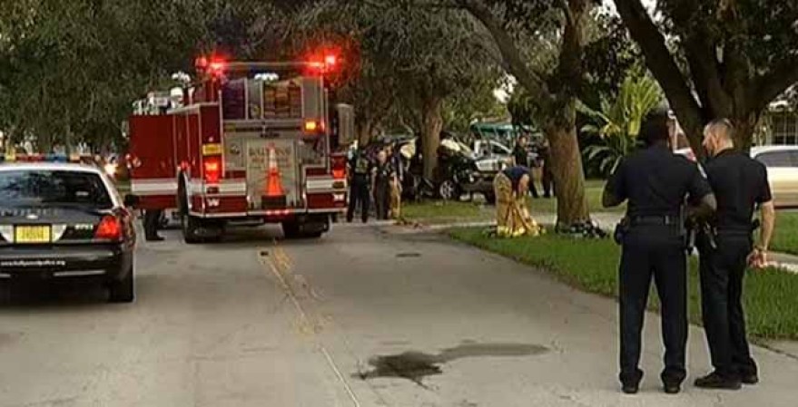 Dos heridos graves al estrellarse contra un árbol en Hollywood.Los bomberos llegaron a prestar los primeros auxilios.