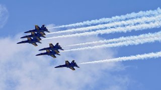 U.S. Navy Blue Angels fly over Miami to pay tribute to the frontline workers fighting COVID-19
