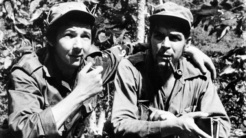 Raul Castro (left) embraces Ernesto "Che" Guevara, who became second-in-command during the Cuban Revolution. By 1958, the guerrilla had made a series of successful military campaigns throughout Cuba, causing the fall of Fulgencio Batista’s government. In 1959, a new government was created with Fidel as prime minister.