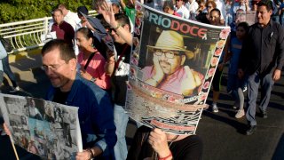 Protesta por el asesinato del periodista Javier Valdez.