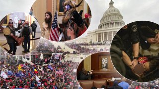 Imágenes de manifestantes irrumpiendo en el Capitolio de EEUU el 6 de enero de 2021.
