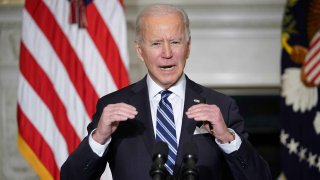 President Joe Biden speaks on climate change, creating jobs, and restoring scientific integrity before signing executive orders in the State Dining Room of the White House in Washington, D.C., on January 27, 2021.