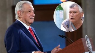 Composición fotográfica con López Obrador y en un círculo pequeño la imagen de Miguel Ángel Félix Gallardo