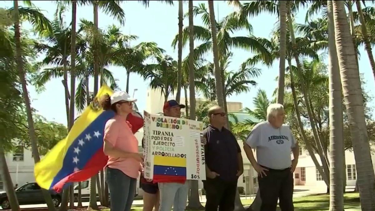 Protesta por visita a Miami del venezolano Leopoldo López Telemundo
