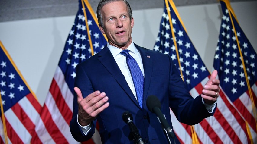U.S. Senator John Thune (R-SD) speaks after a Senate republican luncheon on Capitol Hill in Washington, November 10, 2020.