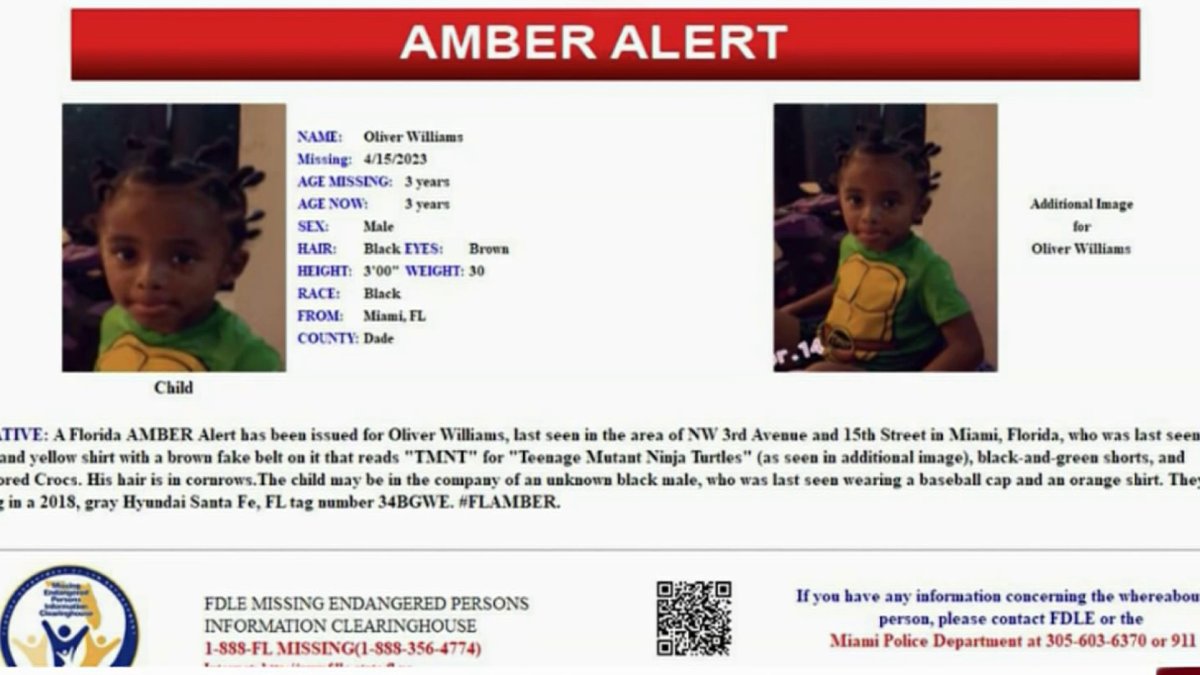 Amber Alert issued for missing 3-year-old boy in Miami