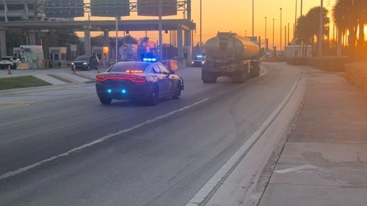 Highway Patrol escorts trucks distributing gasoline in South Florida
